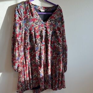 Entro Floral Mini Dress - Red, Blue, Yellow